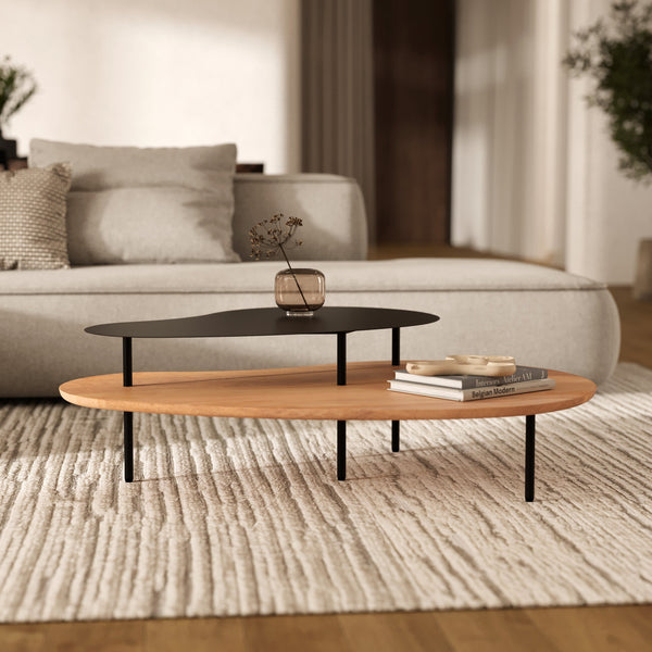 Moji - Lot De 2 Tables Gigognes En Bois Et Metal Noir