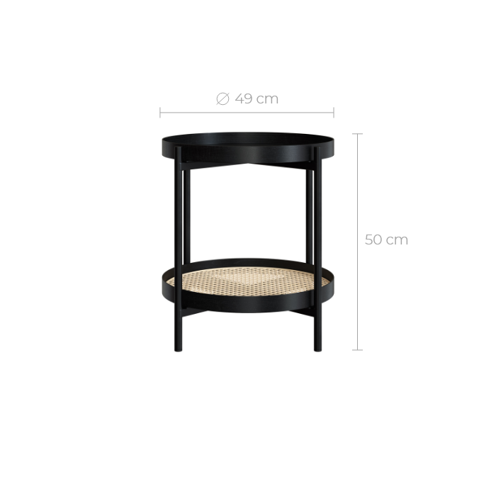 Lukut - Table Basse En Cannage Et Bois De Mindi Noir