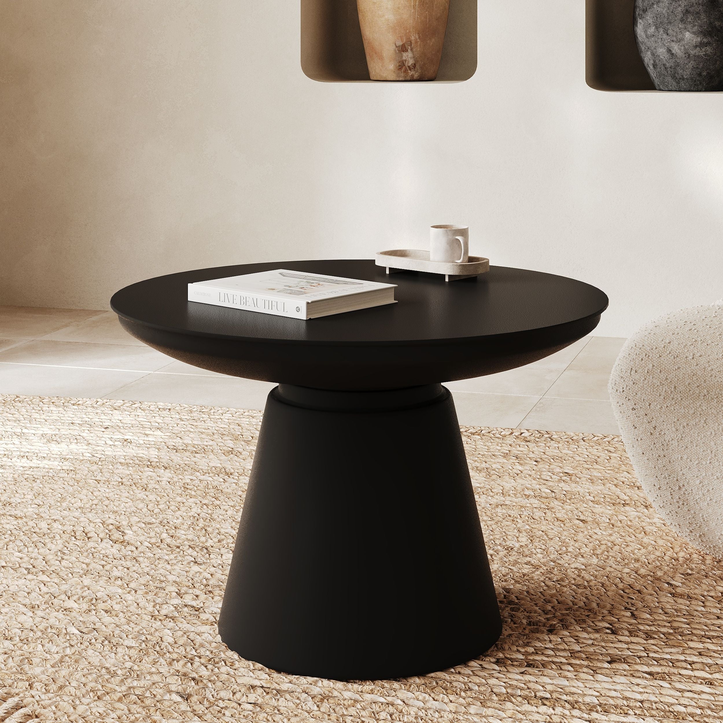 Gomez - Table Basse Ronde En Métal Noir