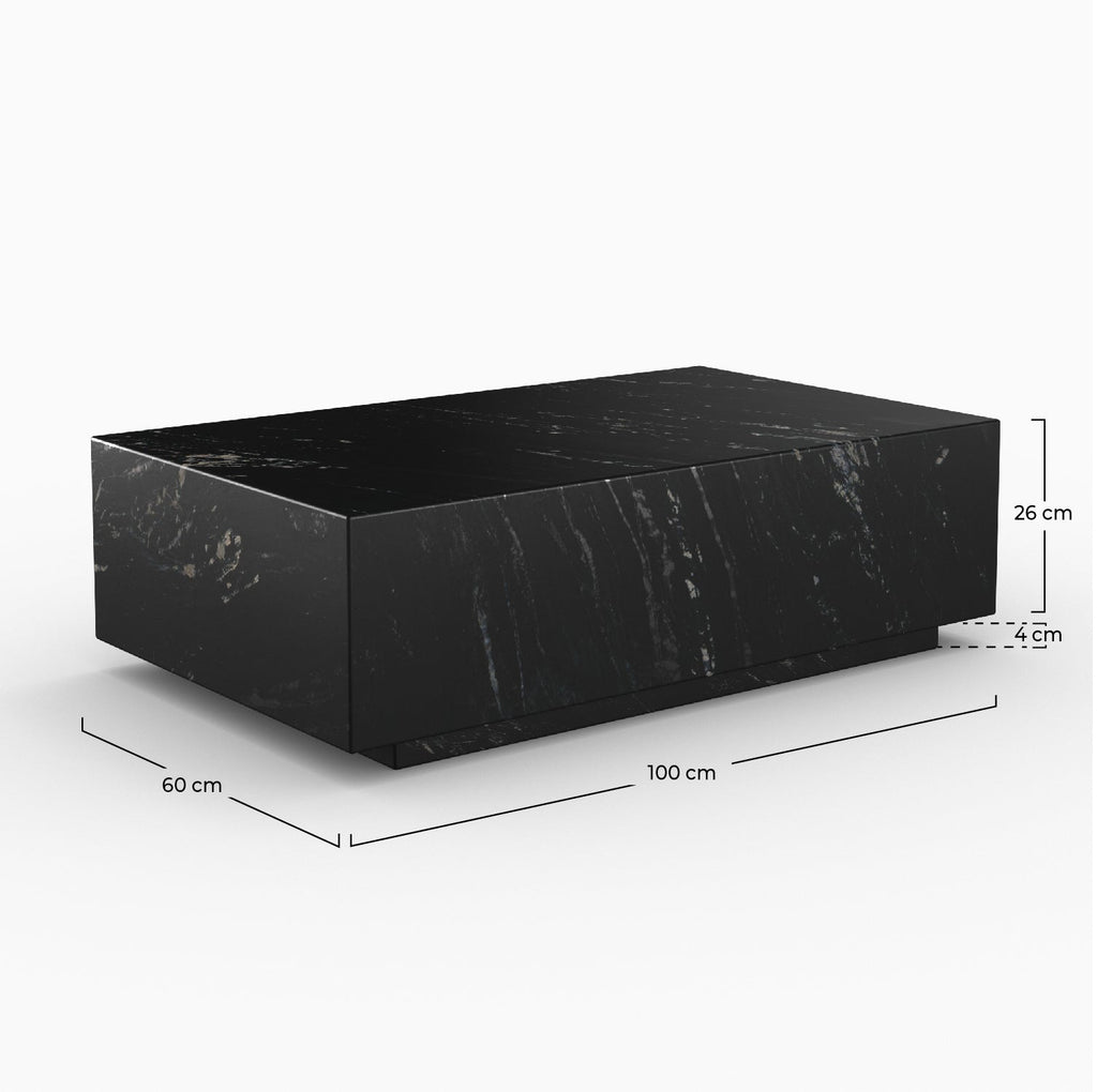 Izaé - Mesa de centro rectangular de mármol negro