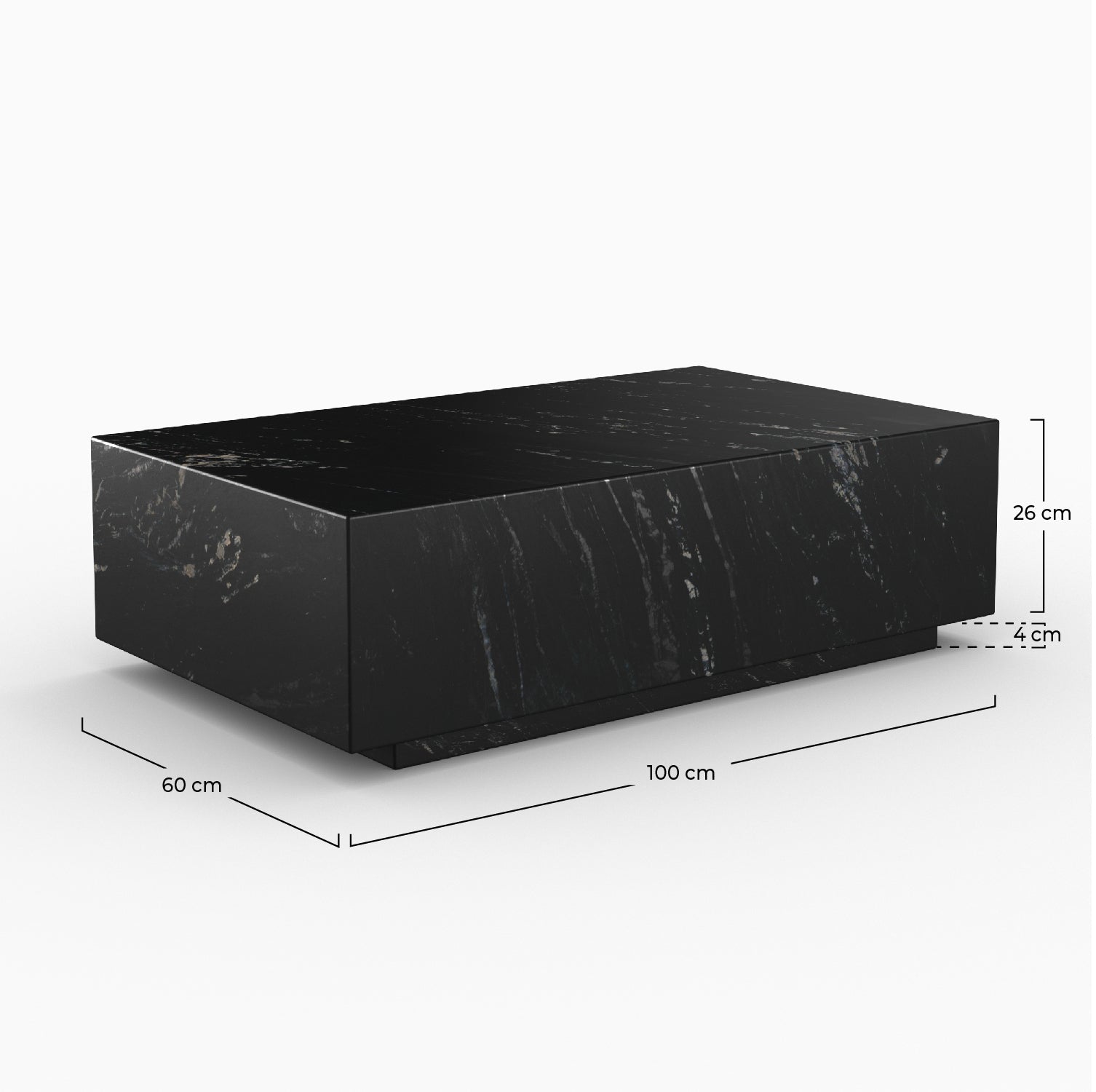 Izaé - Mesa de centro rectangular de mármol negro