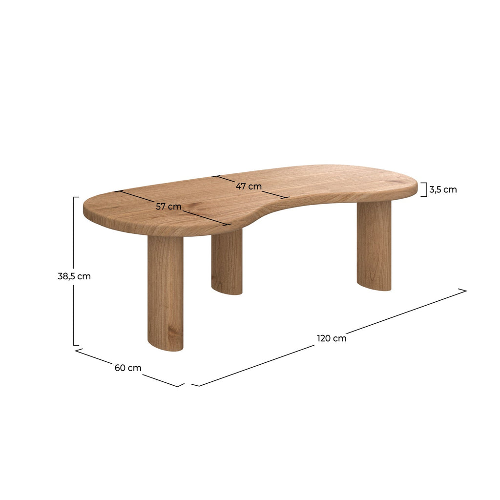 Brandan - Mesa de centro orgánica de madera maciza de Mindi