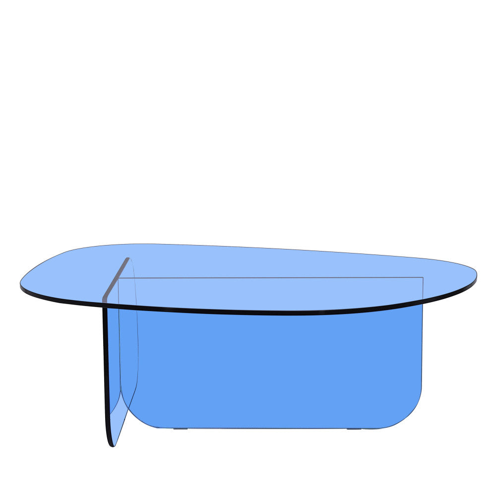 Tila - Table Basse Organique - Verre - Bleu