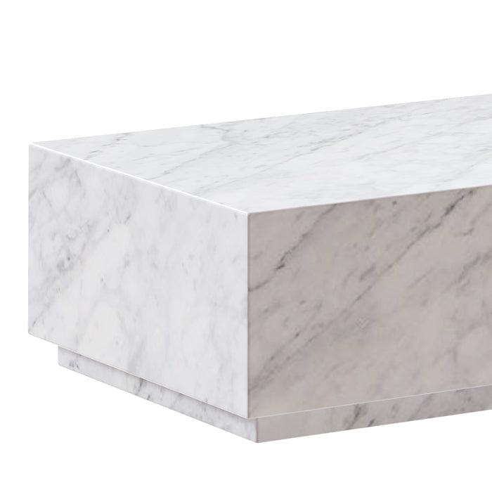 Izaé - Mesa de centro rectangular de mármol blanco