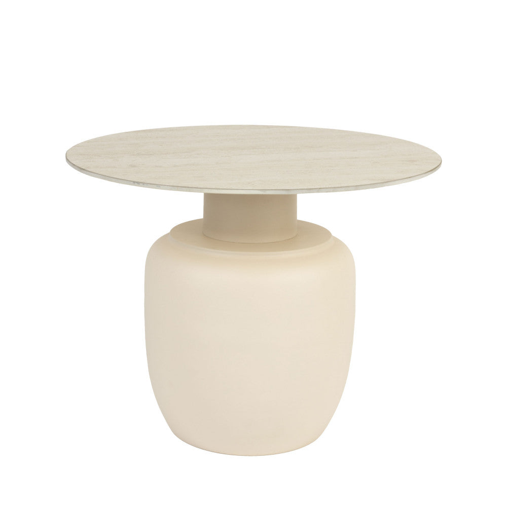 Karula - Tavolino rotondo effetto travertino - Beige