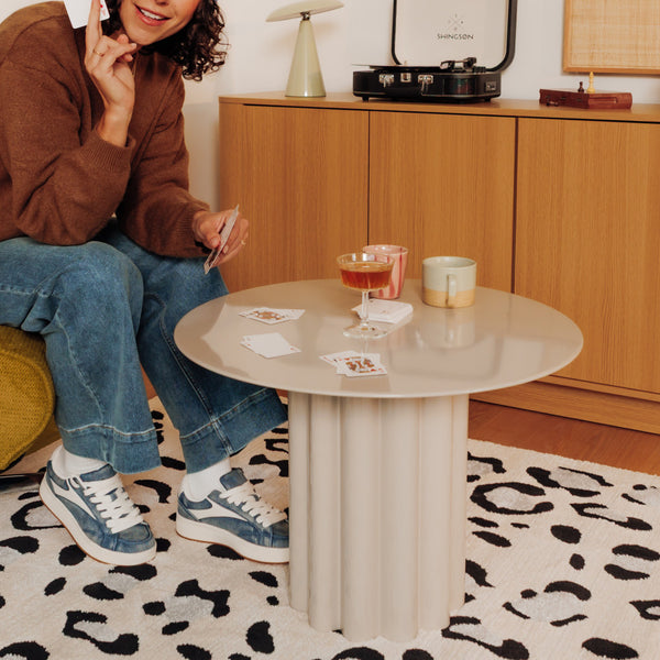 Leon - Tavolino rotondo - Alluminio - Beige