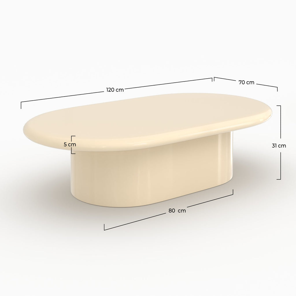 Sia - Table Basse Ovale Laquée Blanche En Mdf