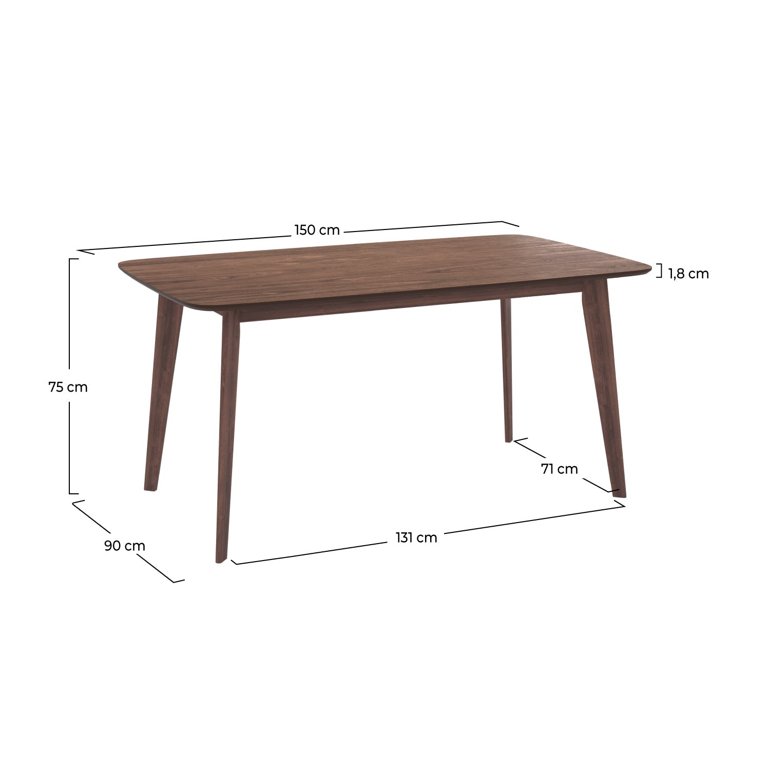 Oman - Table Rectangulaire 6 Personnes En Bois Foncé