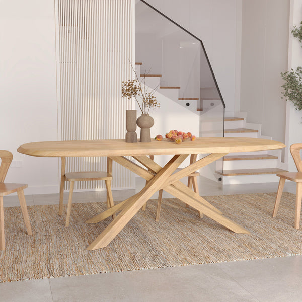 Aladin - Table Rectangulaire En Bois D'Hévéa Massif Clair 10 Personnes