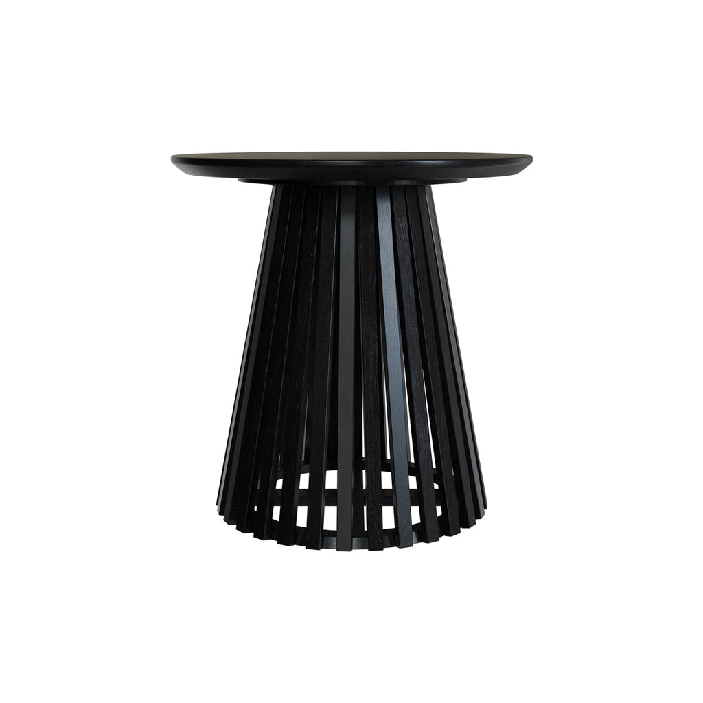 Képès - Table D'Appoint Ronde Noire En Bois D'Acacia