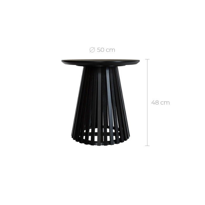 Képès - Table D'Appoint Ronde Noire En Bois D'Acacia