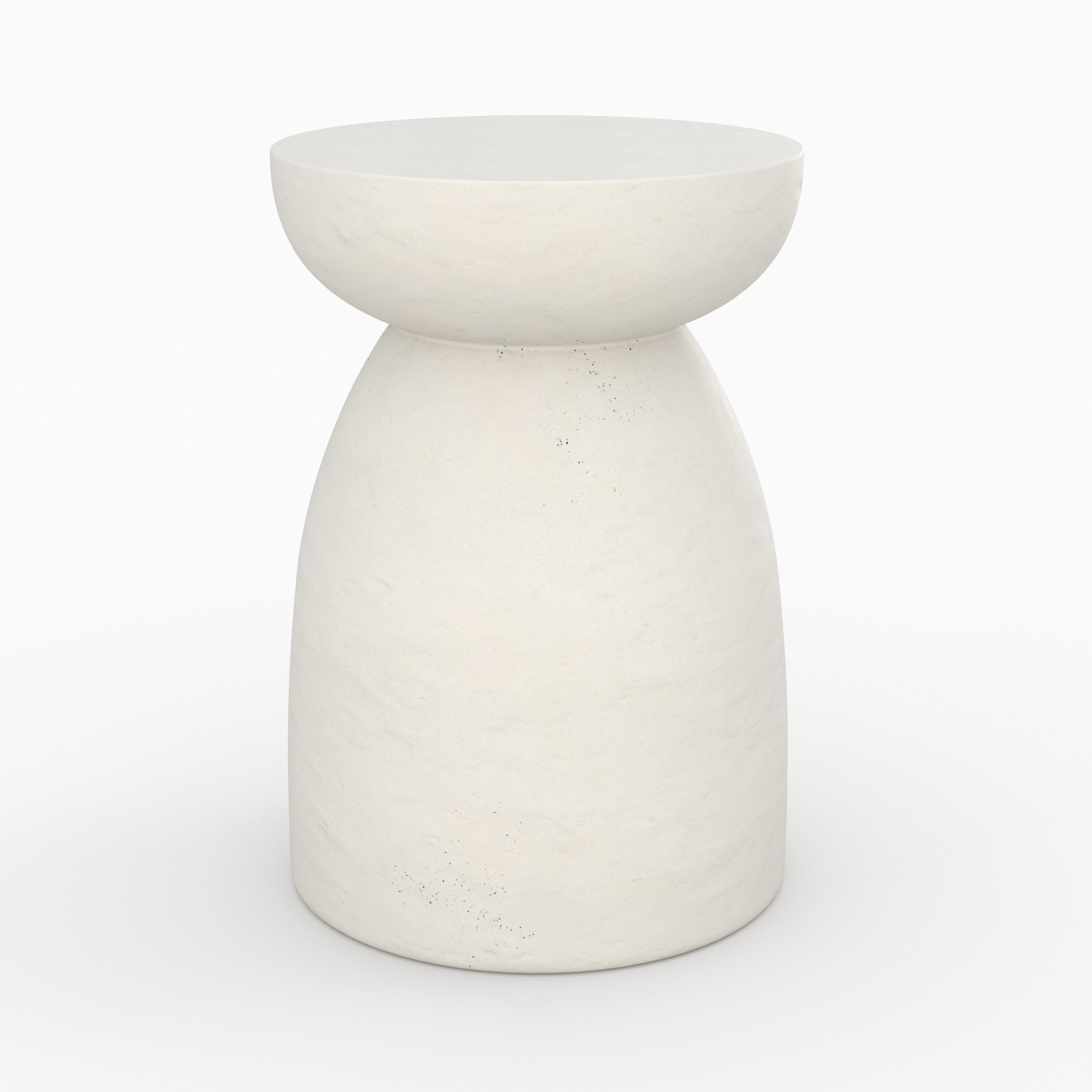 Capri - Table D'Appoint Ronde Blanche En Fibre D'Argile Effet Béton