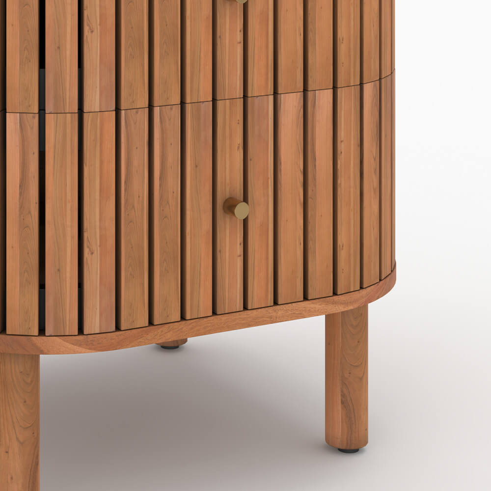 Paola - Table De Chevet En Bois D'Acacia 2 Tiroirs