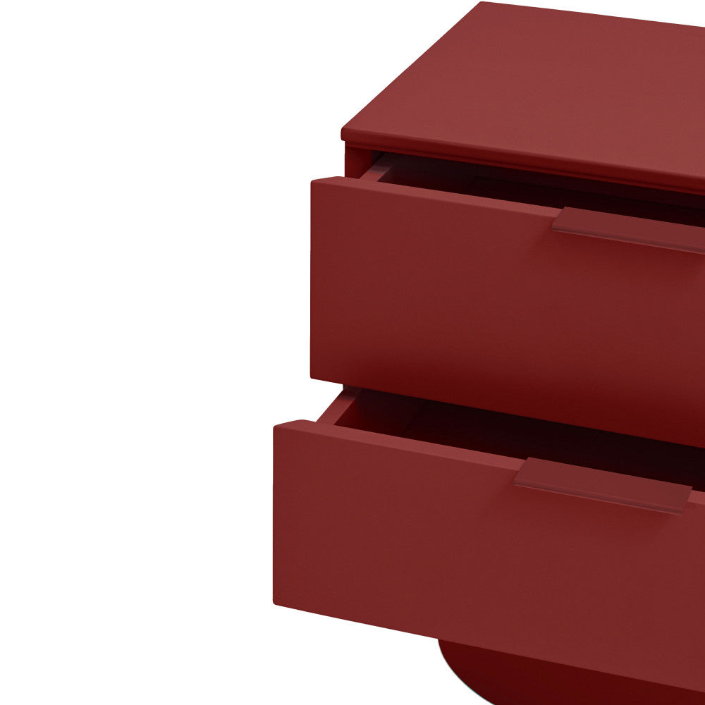 Totem - Table De Chevet 2 Tiroirs - Bois - Rouge