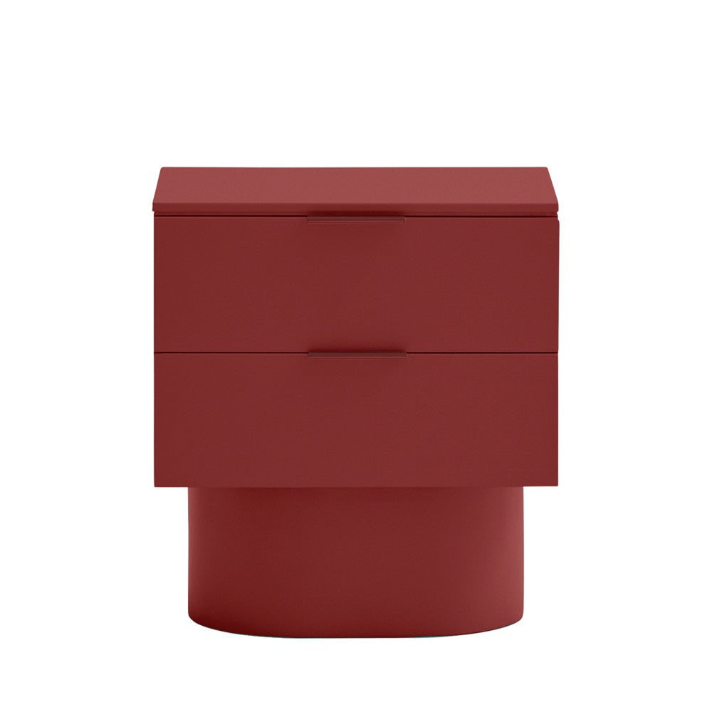 Totem - Table De Chevet 2 Tiroirs - Bois - Rouge