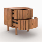 Paola - Table De Chevet En Bois D'Acacia 2 Tiroirs
