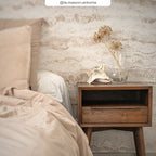 Waya - Table De Chevet En Bois De Teck, 1 Niche Et 1 Tiroir