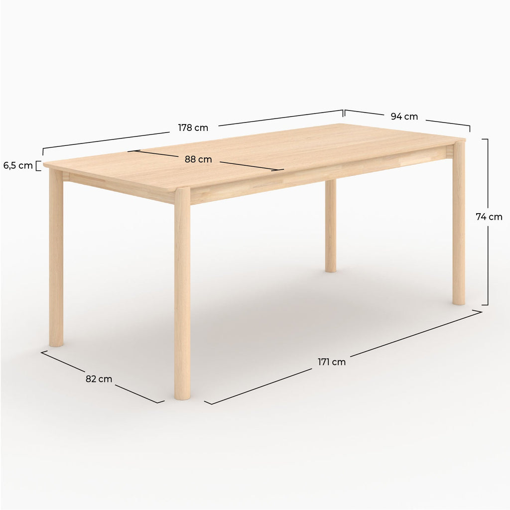 Irène - Table Rectangulaire En Placage Frêne Effet Blanchi 6 Places