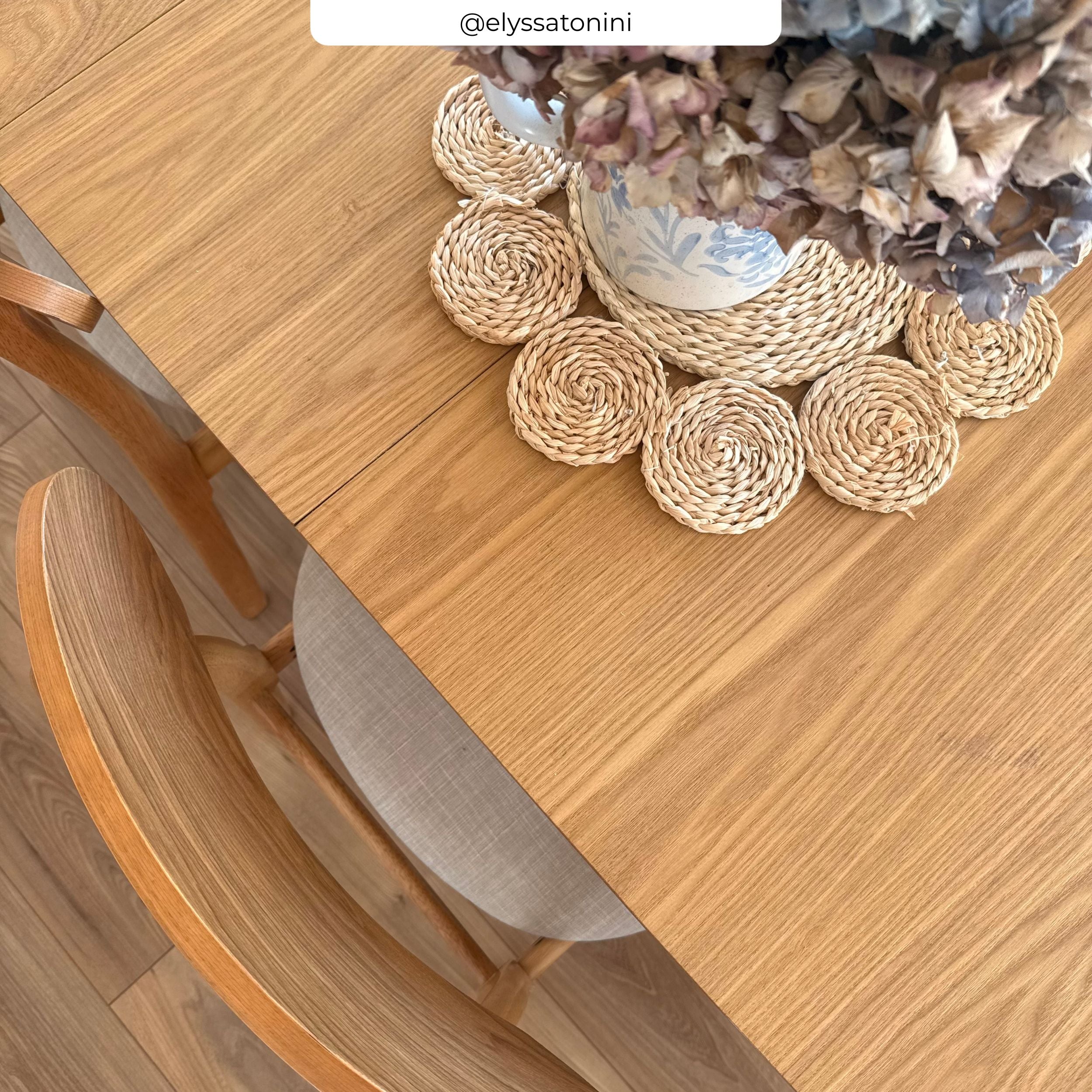 Omán - Mesa rectangular para 4/6 personas extensible en madera clara
