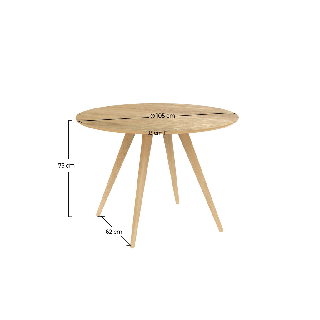 Liwa - Table Ronde 4 Personnes En Bois Clair Naturel