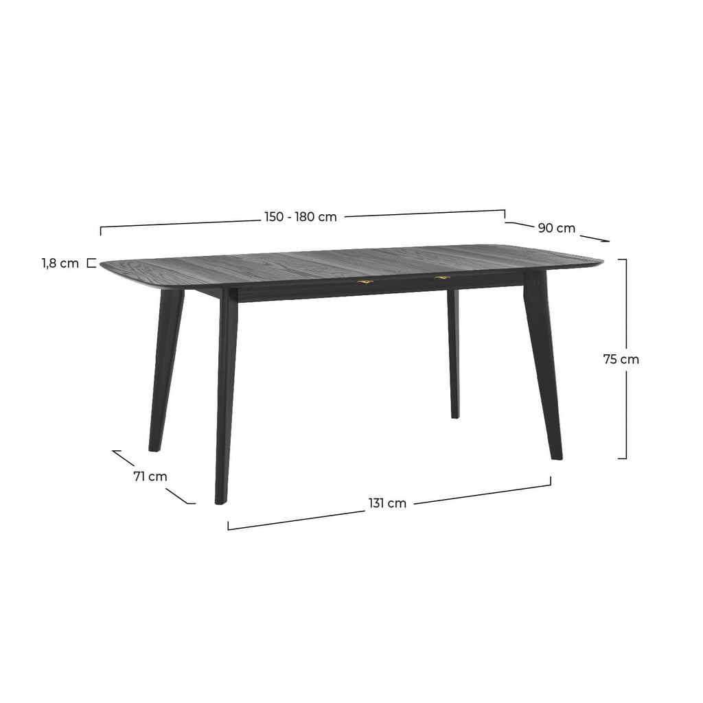 Oman - Mesa rectangular para 4/6 personas extensible en madera negra
