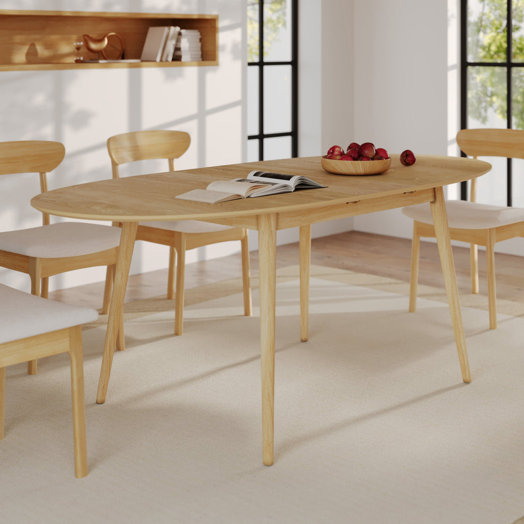 Eddy - Mesa extensible ovalada para 6/8 personas en madera clara