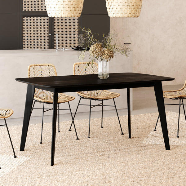 Oman - Rectangular Table for 6 People in Black Wood