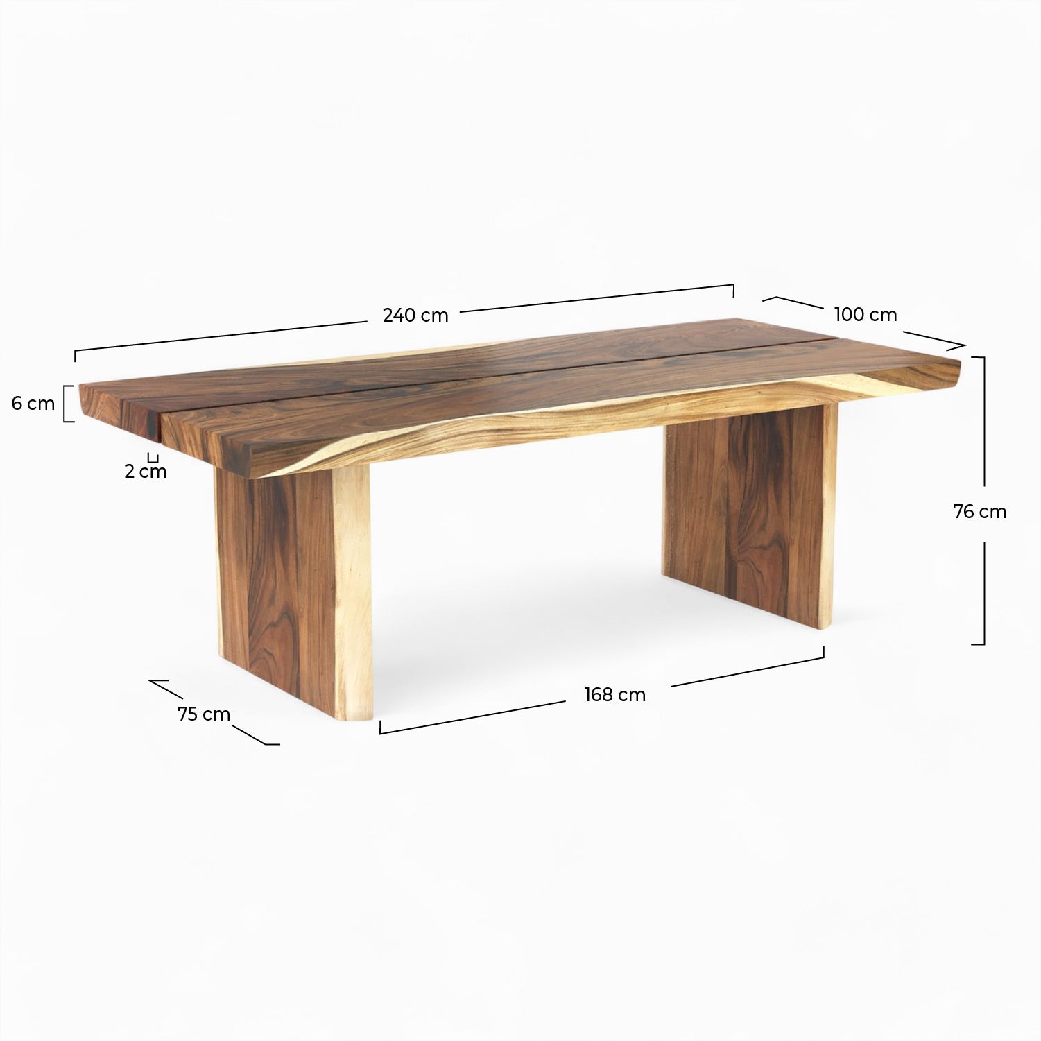 Tanah - Mesa rectangular para 10 personas en madera de Suar