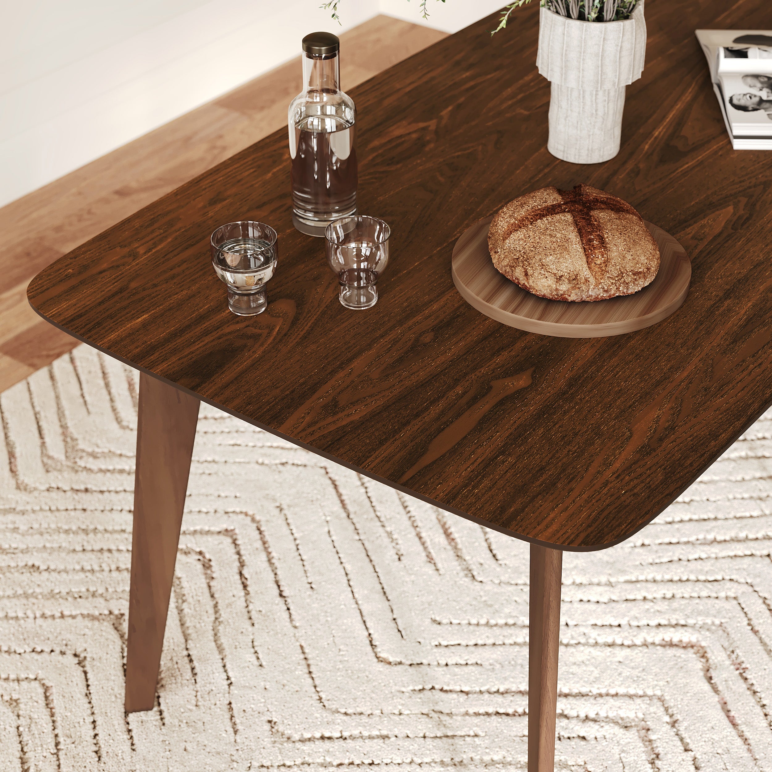 Oman - Table Rectangulaire 4/6 Personnes Extensible En Bois Foncé