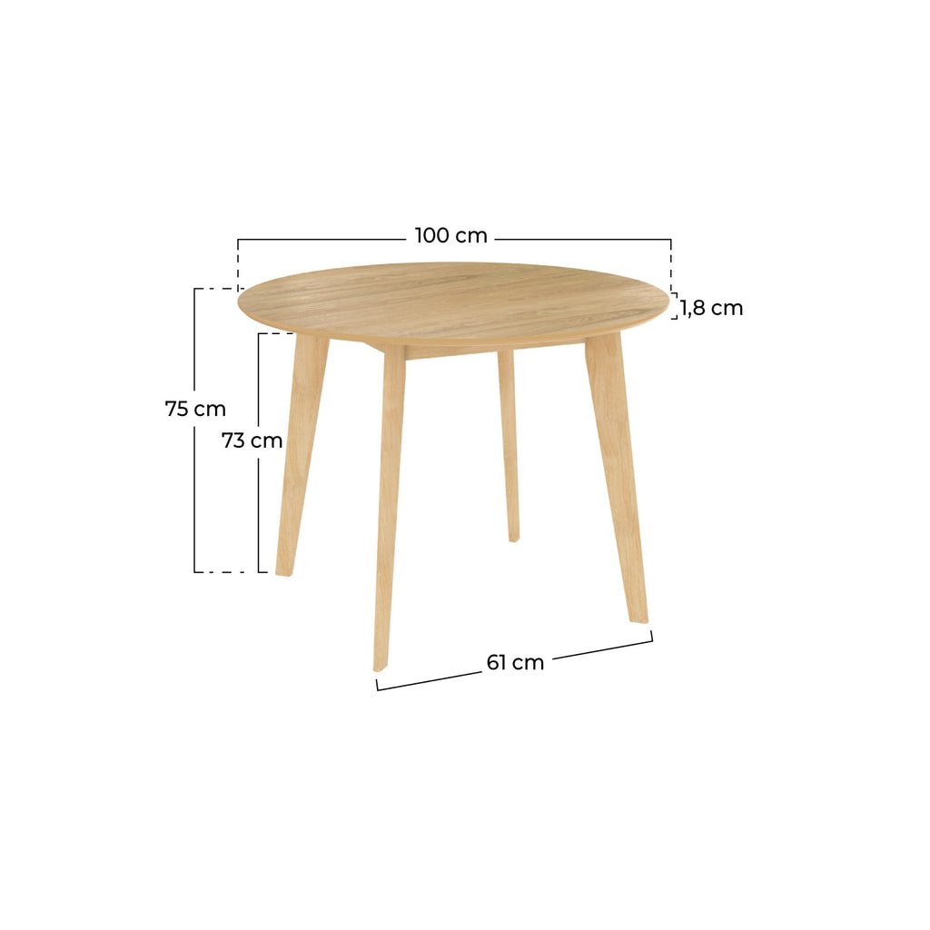 Réno - Table Ronde 4 Personnes En Bois Clair