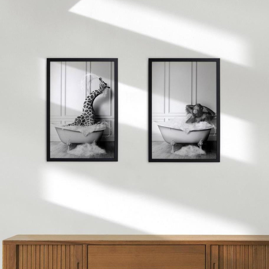 Really Nice Things - Framed Picture - Giraffe Bath