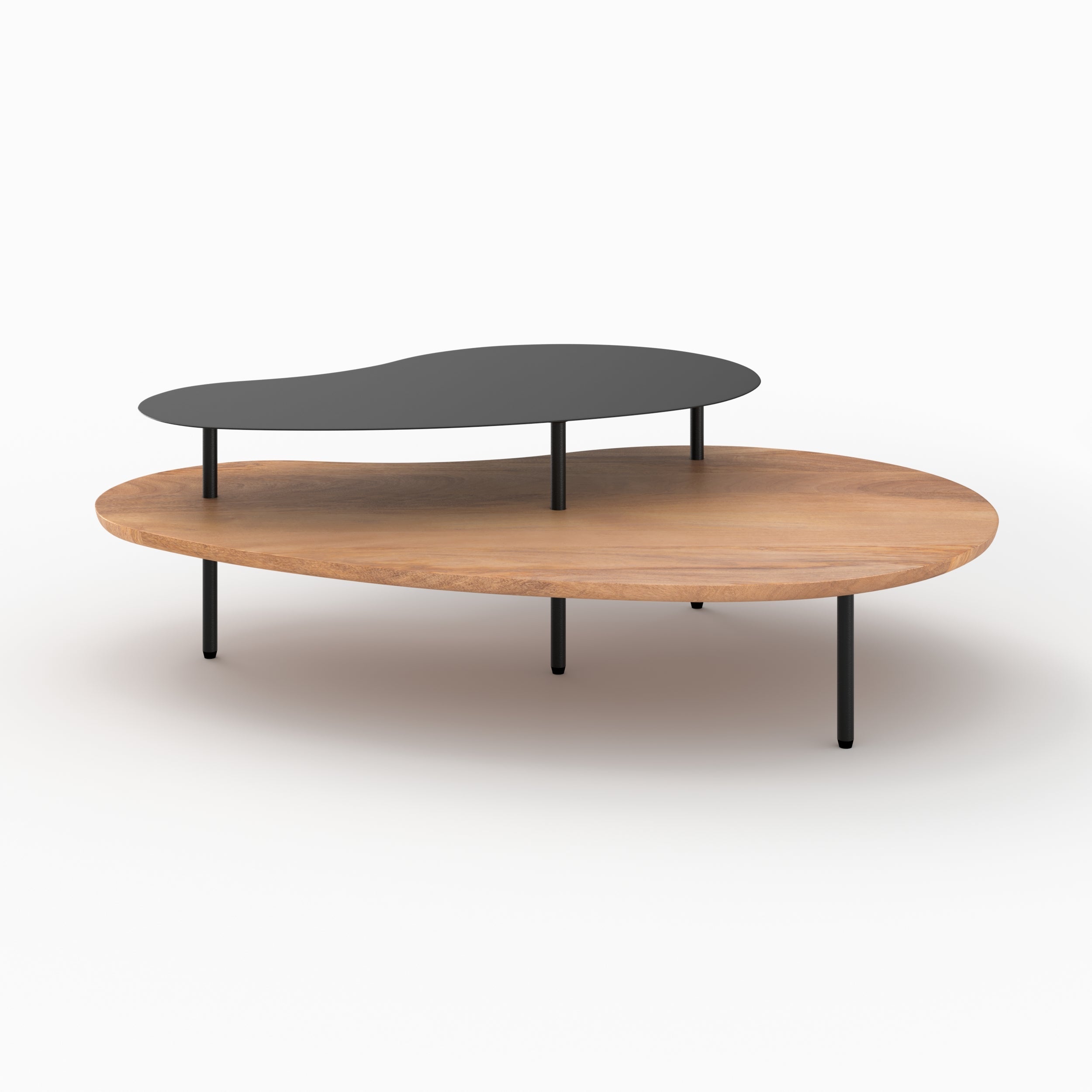 Moji - Lot De 2 Tables Gigognes En Bois Et Metal Noir