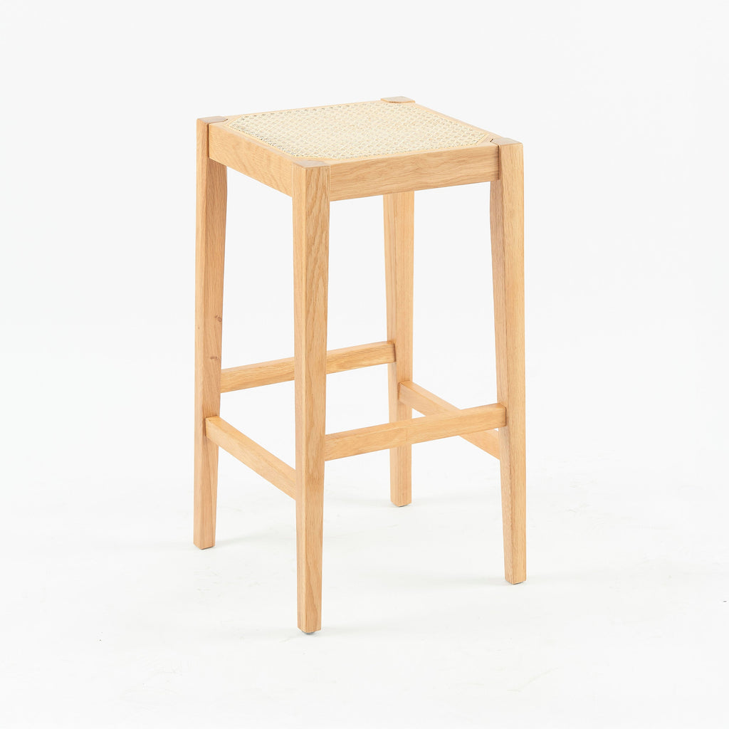 Kappa - Tabouret Pour Îlot Central En Cannage Et Bois