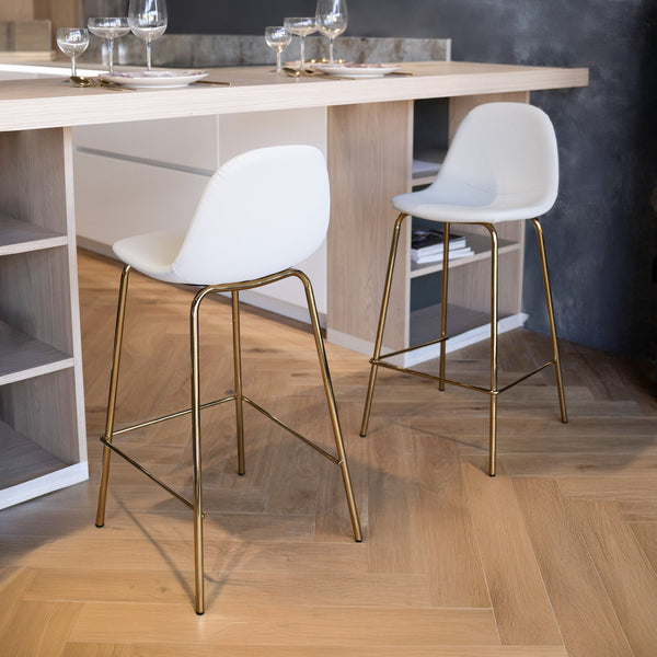 Henrik - Lot De 2 Chaises Pour Îlot Central En Cuir Synthétique Blanc