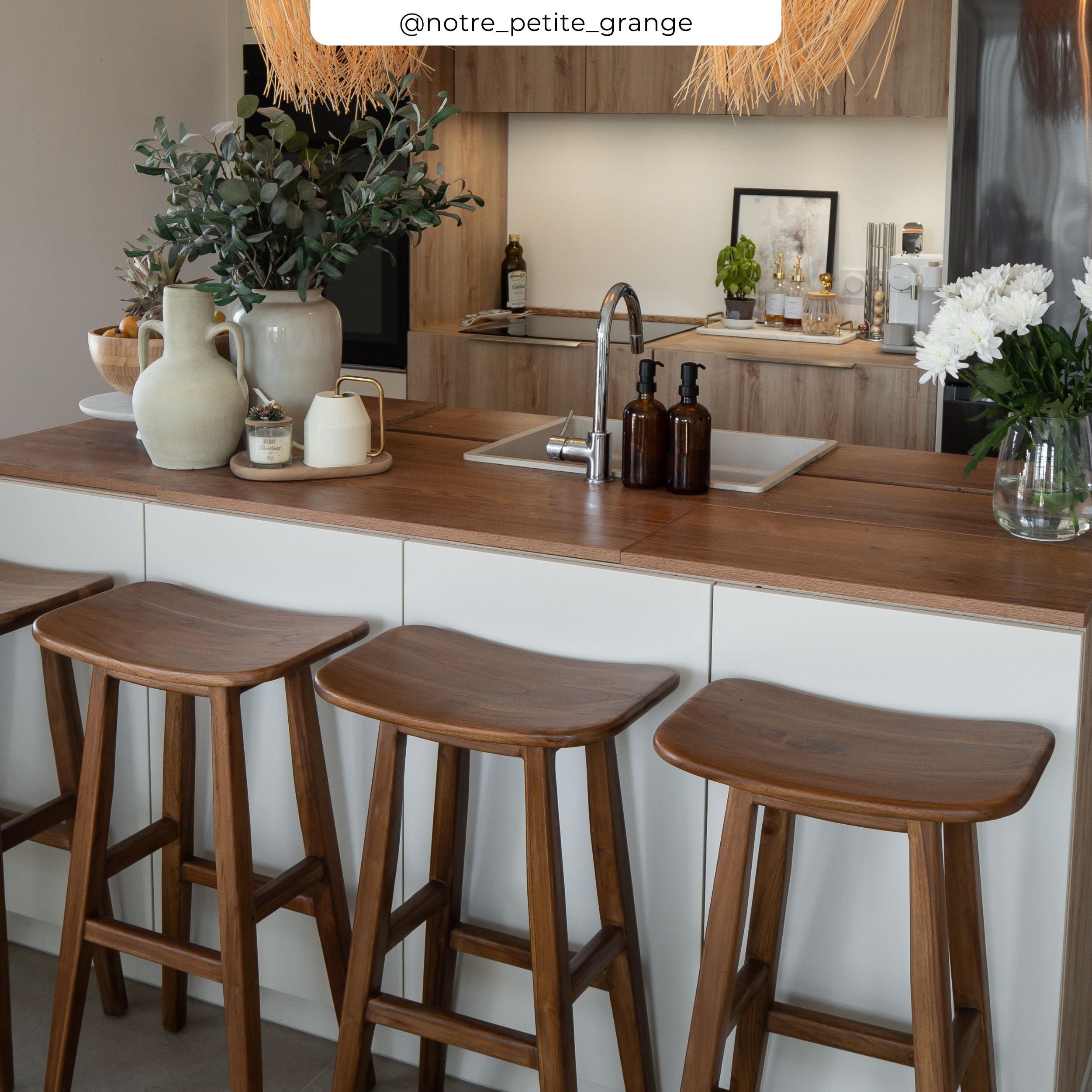 Vittoria - Tabouret De Bar En Bois De Teck
