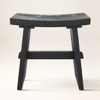 Eka - Tabouret En Bois De Teck Recyclé Peint En Noir