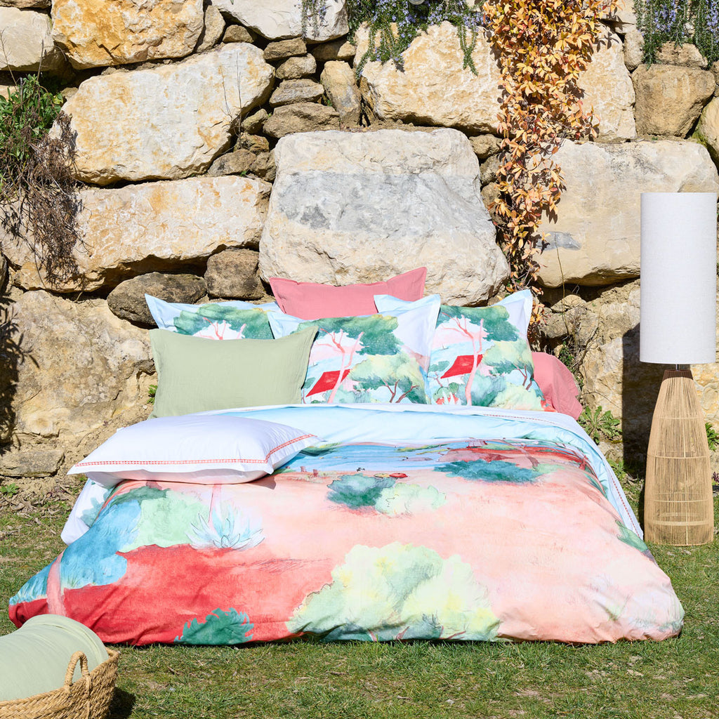 A L'Ombre Des Pins - Funda De Almohada Travesera - Percal De Algodón - Estampados