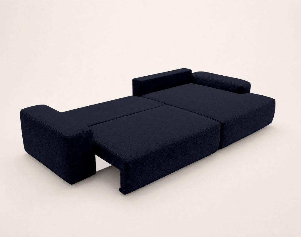 Tama - 4-Seater Corner Sofa Bed with Storage - Fabric - Navy Blue
