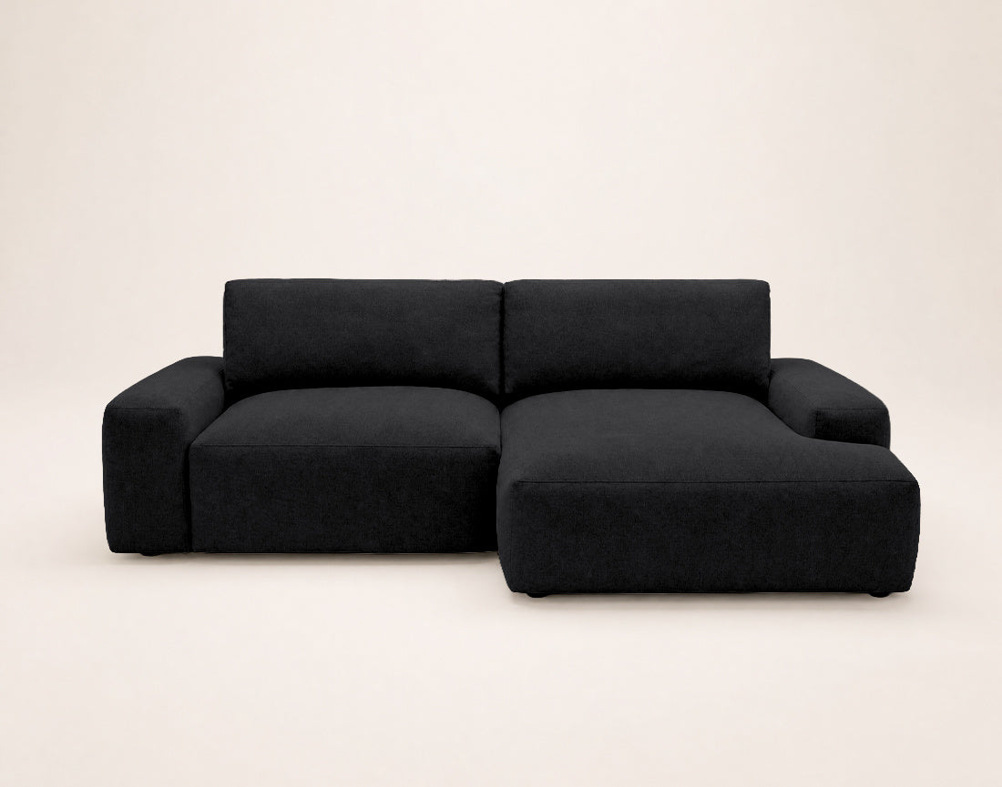 Tama - 4-Seater Corner Sofa Bed with Storage - Fabric - Black