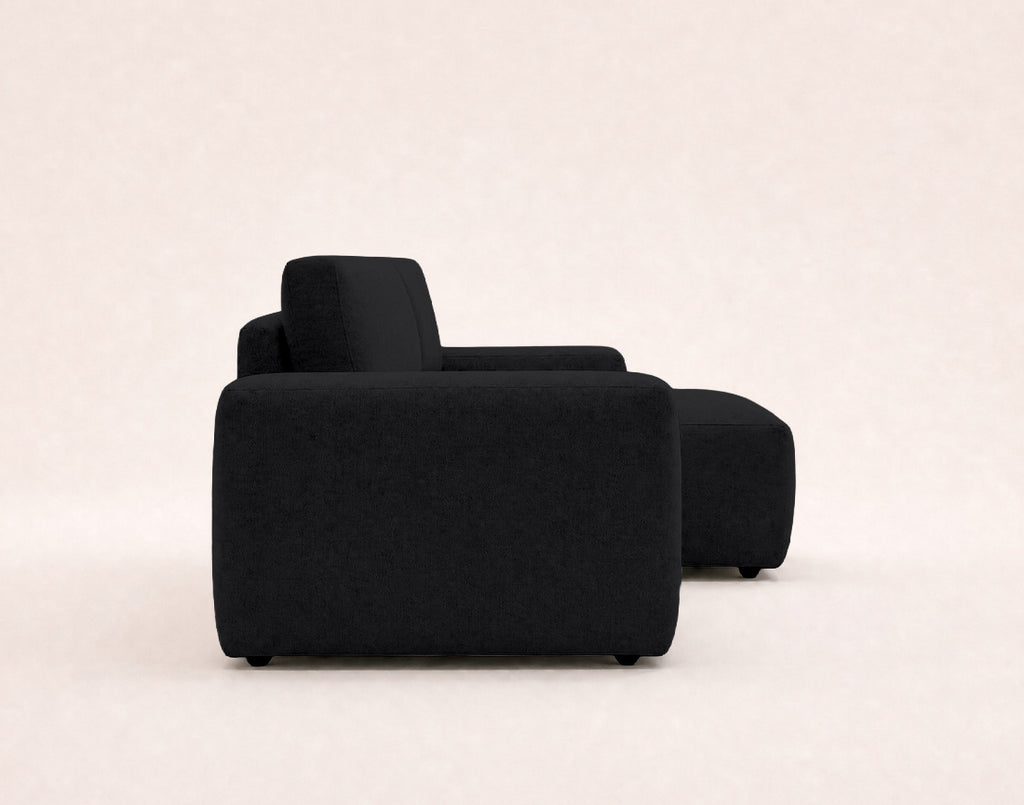 Tama - 4-Seater Corner Sofa Bed with Storage - Fabric - Black