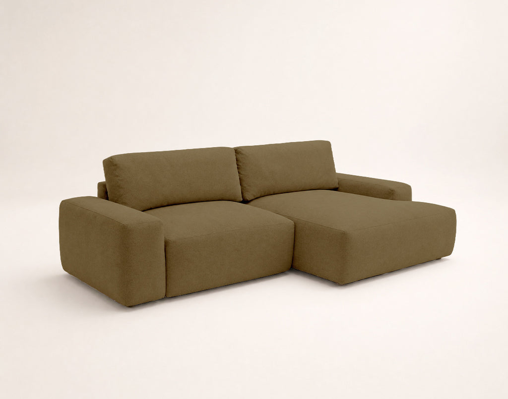 Tama - 4-Seater Corner Sofa Bed With Storage - Fabric - Green