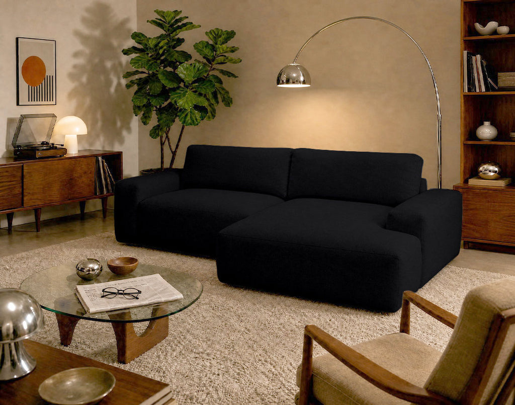 Tama - 4-Seater Corner Sofa Bed with Storage - Fabric - Black