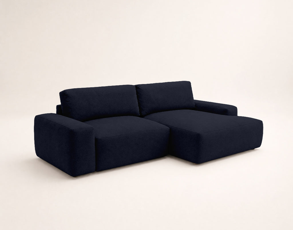Tama - 4-Seater Corner Sofa Bed with Storage - Fabric - Navy Blue
