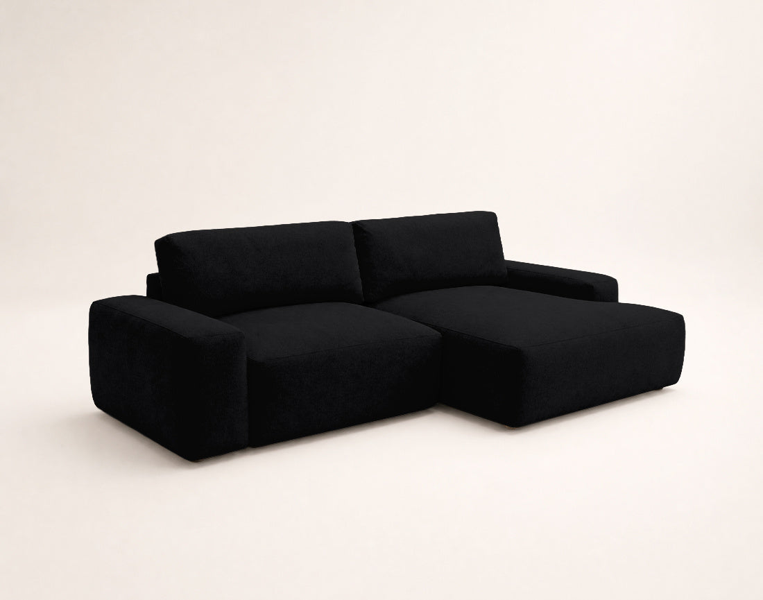 Tama - 4-Seater Corner Sofa Bed with Storage - Fabric - Black