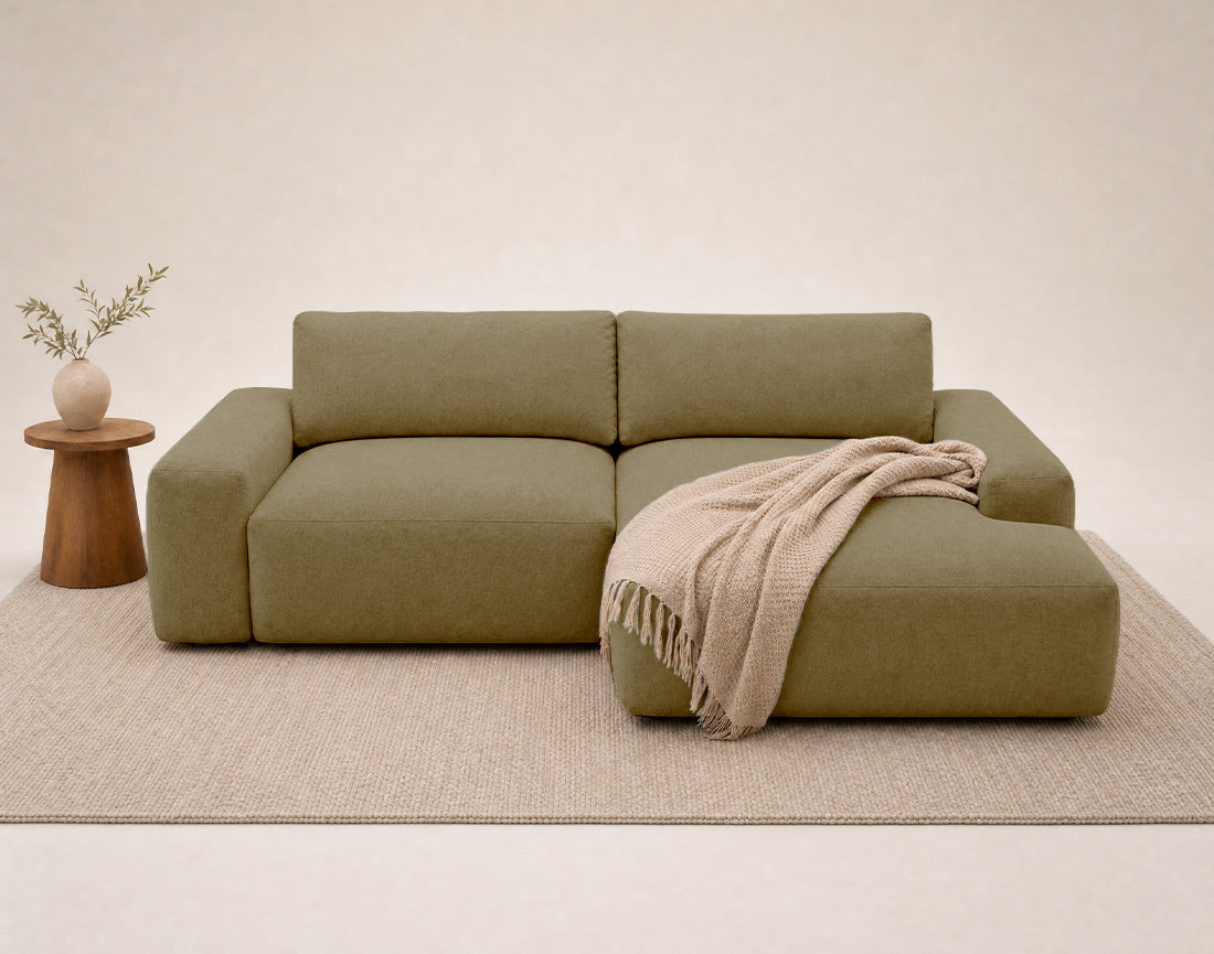 Tama - 4-Seater Corner Sofa Bed With Storage - Fabric - Green