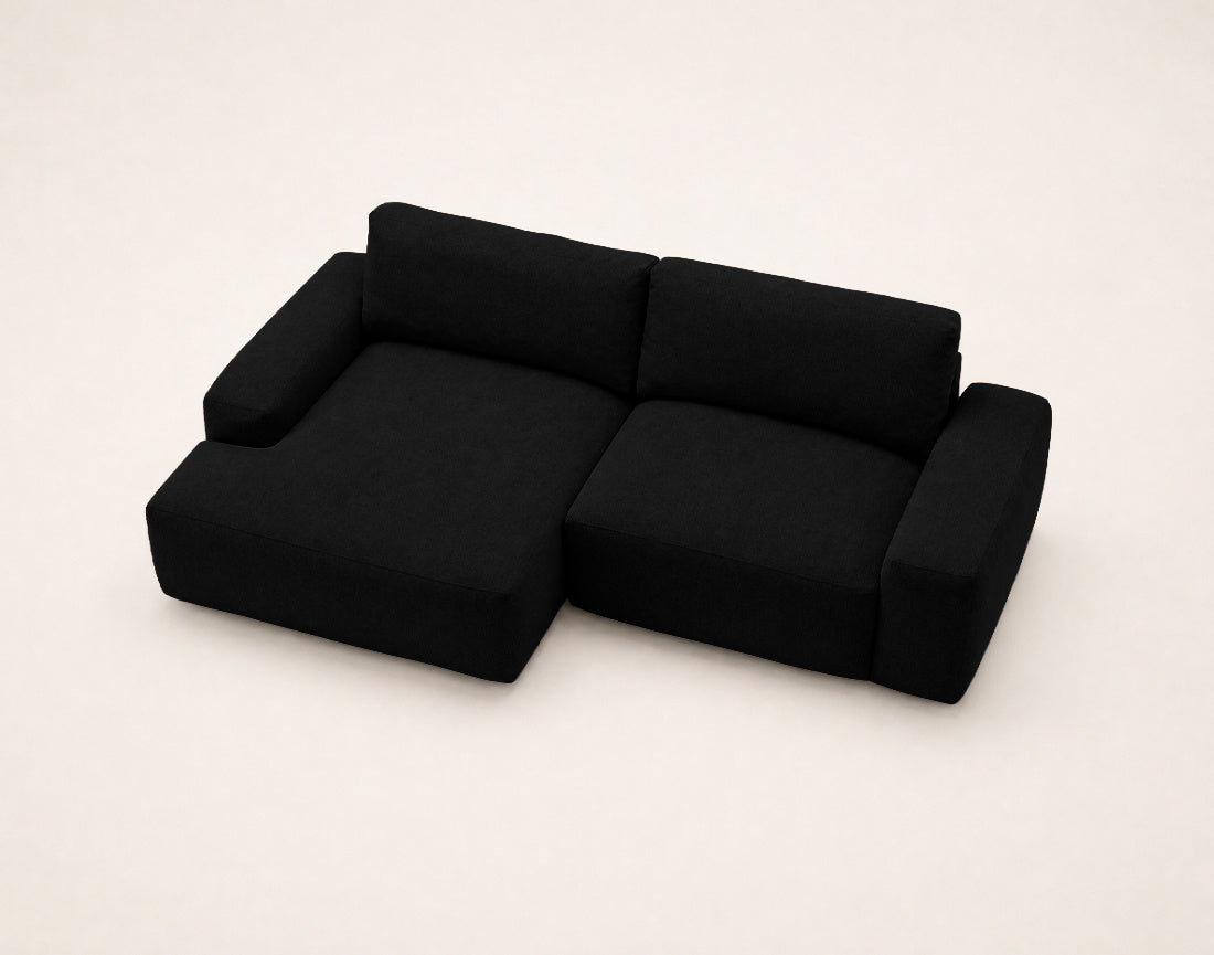 Tama - 4-Seater Corner Sofa Bed with Storage - Fabric - Black