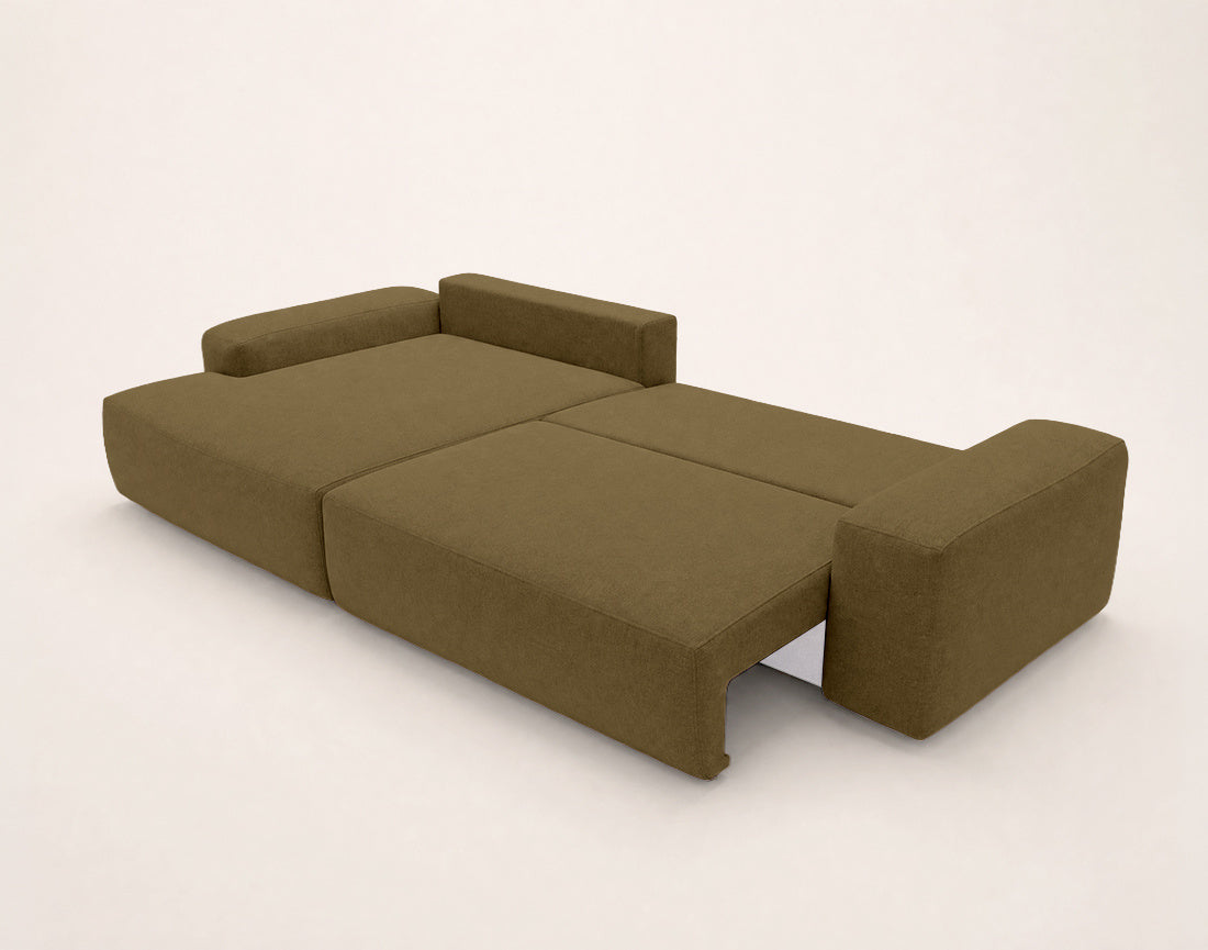 Tama - 4-Seater Corner Sofa Bed With Storage - Fabric - Green