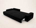 Tama - 4-Seater Corner Sofa Bed with Storage - Fabric - Black