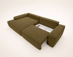 Tama - 4-Seater Corner Sofa Bed With Storage - Fabric - Green