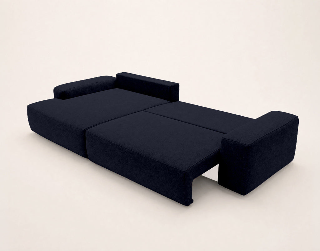 Tama - 4-Seater Corner Sofa Bed with Storage - Fabric - Navy Blue